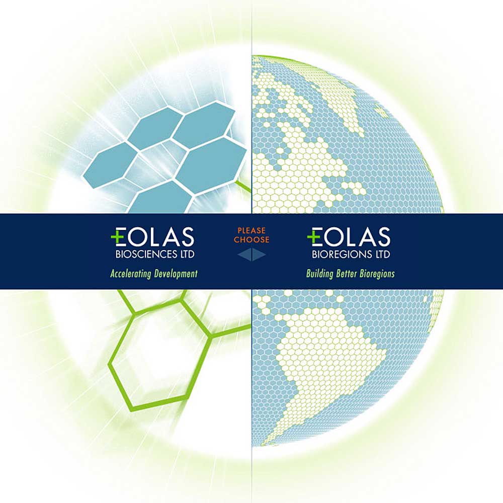 Welcome page showing globe split into two choices, Biosciences or Bioregions, using hexagonal graphics